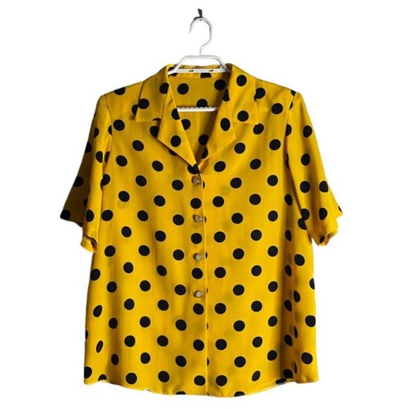 Unbranded Tops - Retro Polka Dot Button Down Short Sleeve Shirt